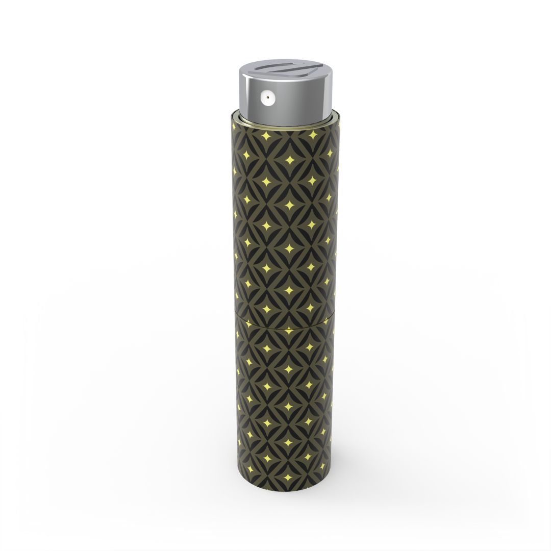 Hypnotic rhombus pocket perfume case – Green and yellow